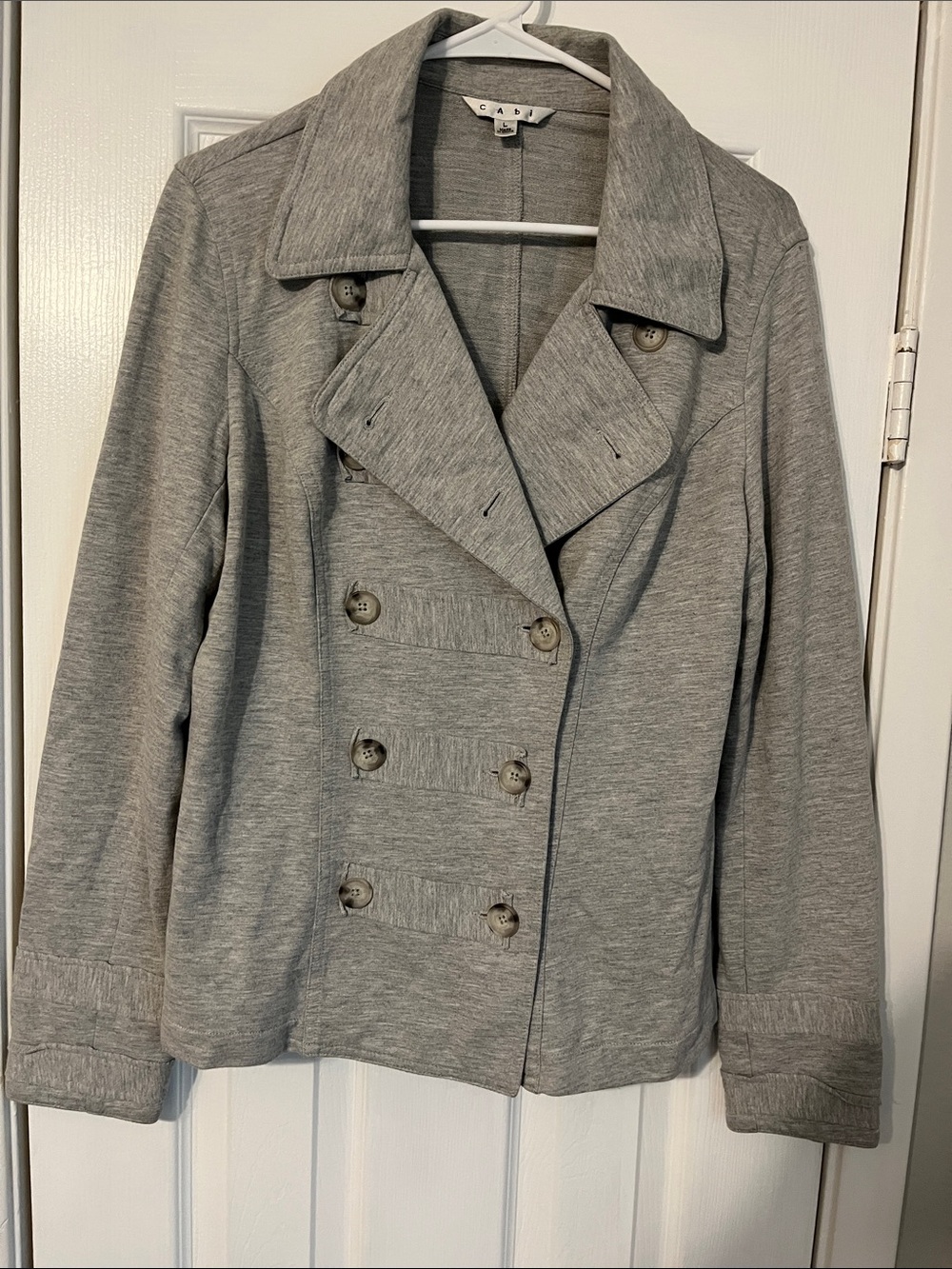CAbi Light Gray Double-Breasted Pea Coat